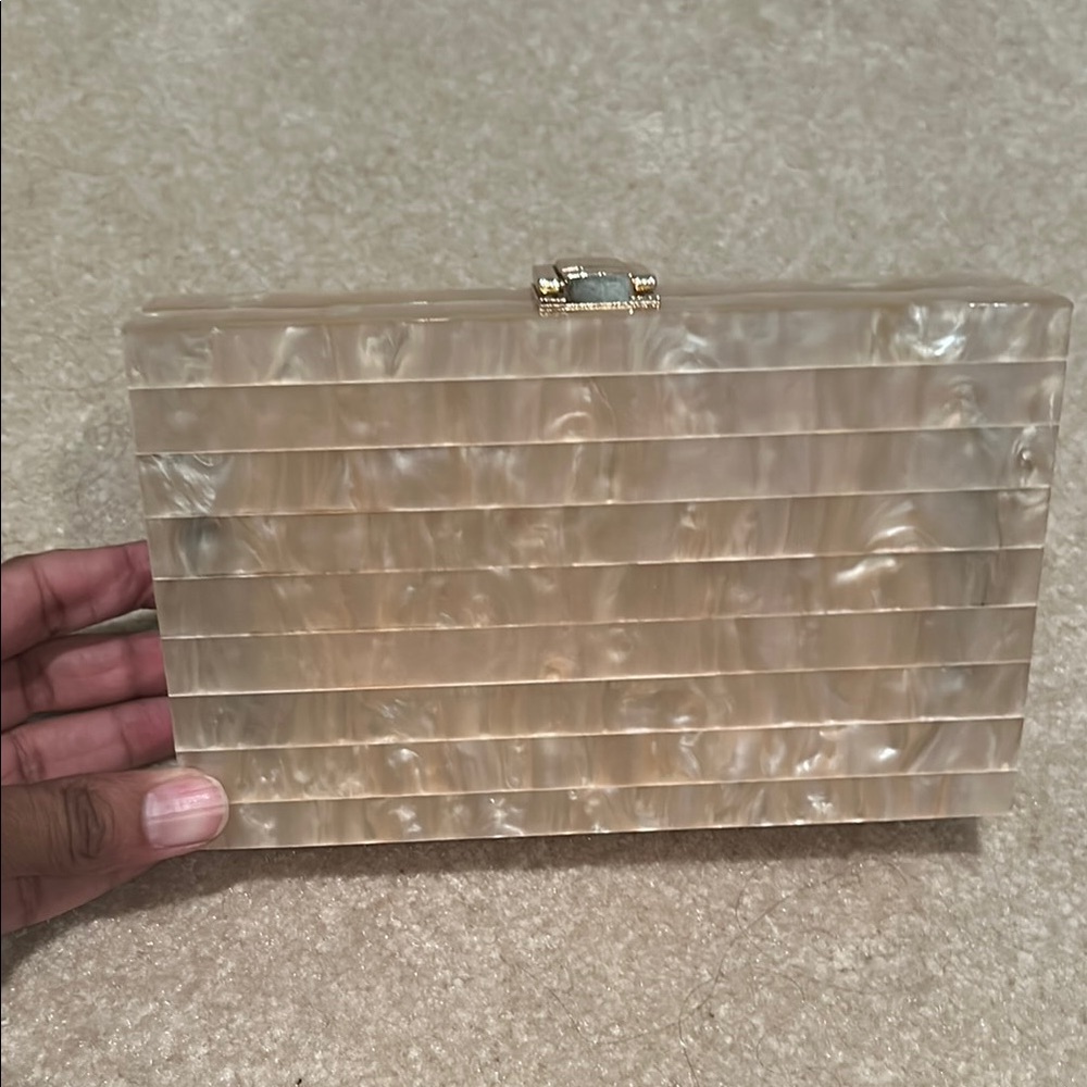 Elegant Beige Resin Clutch Bag